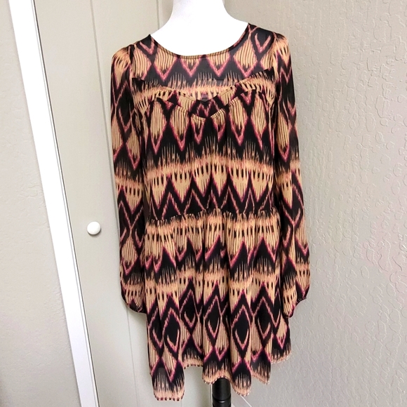 Express Aztec Chiffon Swing Midi Dress Small - Picture 1 of 15